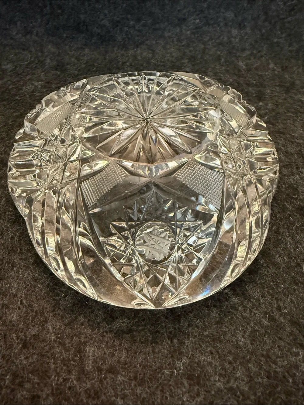Vintage Clear Cut Crystal Ashtray - Heavy Vintage Exquisite